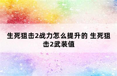 生死狙击2战力怎么提升的 生死狙击2武装值